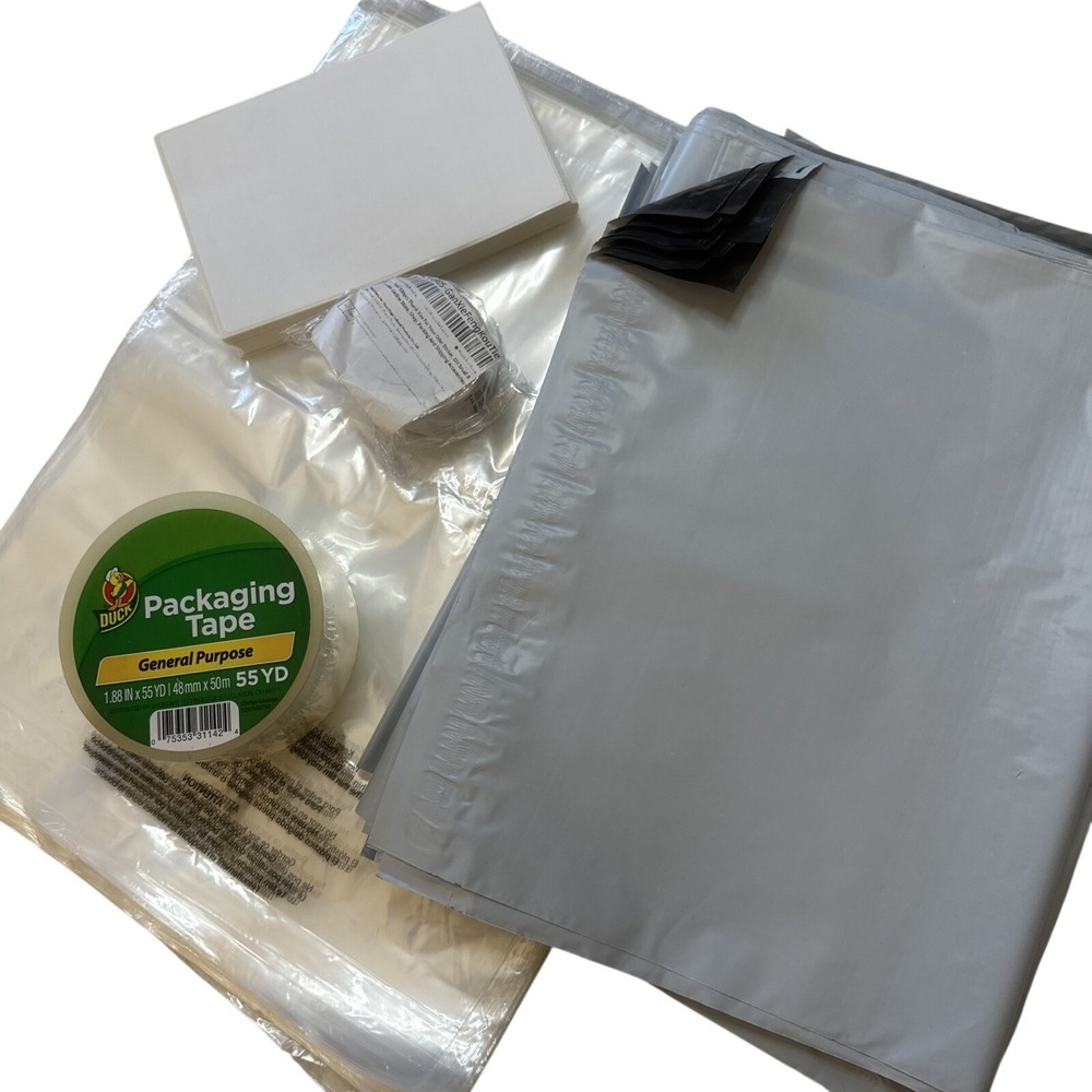 800 Stated Kit Mailer Supplies Bags Self-Sealing Labels Tape And Thanks Stickers